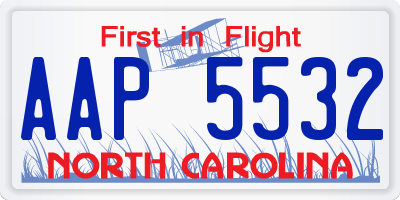 NC license plate AAP5532