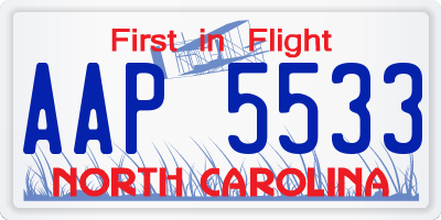 NC license plate AAP5533
