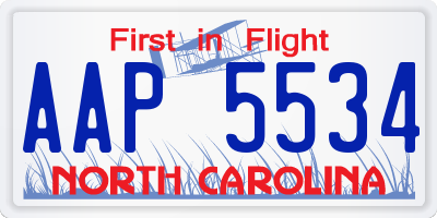 NC license plate AAP5534