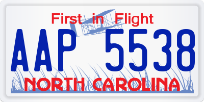 NC license plate AAP5538