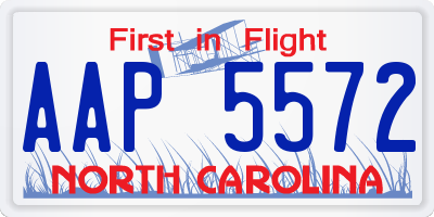 NC license plate AAP5572