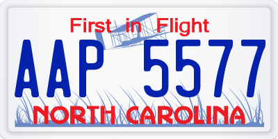 NC license plate AAP5577