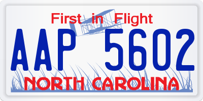 NC license plate AAP5602