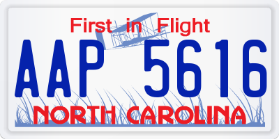 NC license plate AAP5616
