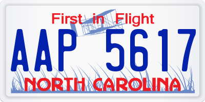 NC license plate AAP5617