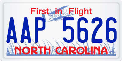 NC license plate AAP5626