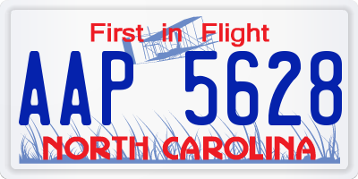 NC license plate AAP5628