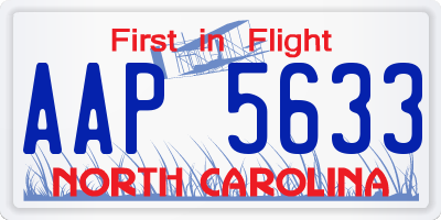 NC license plate AAP5633