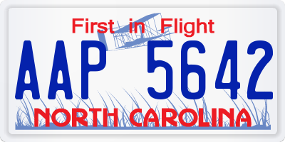 NC license plate AAP5642