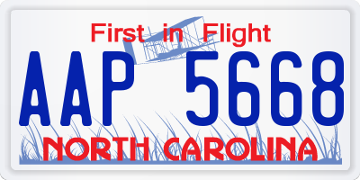 NC license plate AAP5668