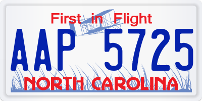 NC license plate AAP5725