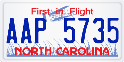 NC license plate AAP5735