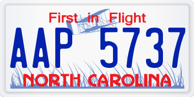 NC license plate AAP5737