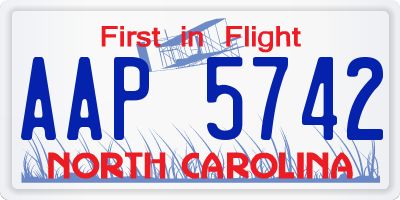 NC license plate AAP5742