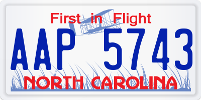NC license plate AAP5743