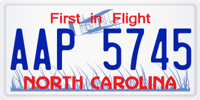 NC license plate AAP5745