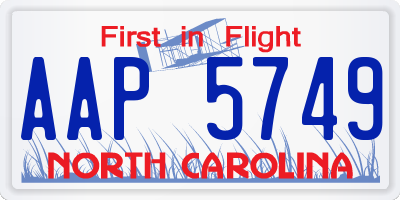NC license plate AAP5749