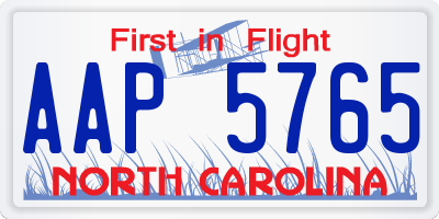 NC license plate AAP5765