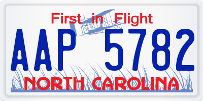 NC license plate AAP5782