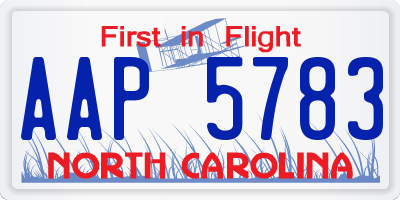 NC license plate AAP5783
