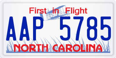 NC license plate AAP5785