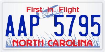 NC license plate AAP5795