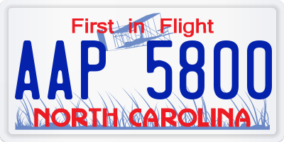 NC license plate AAP5800