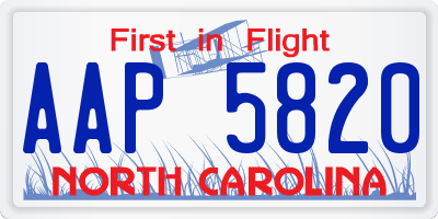 NC license plate AAP5820