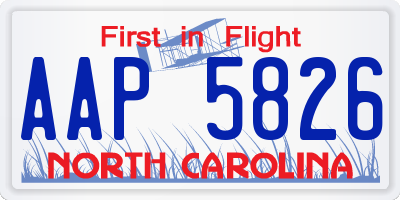 NC license plate AAP5826