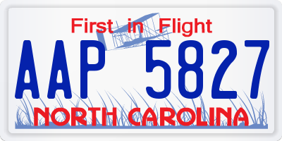 NC license plate AAP5827