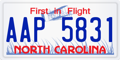 NC license plate AAP5831