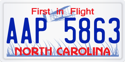 NC license plate AAP5863