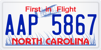 NC license plate AAP5867