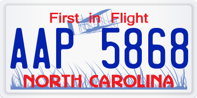 NC license plate AAP5868