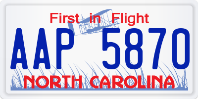 NC license plate AAP5870