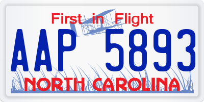 NC license plate AAP5893
