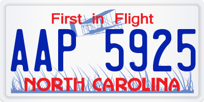 NC license plate AAP5925