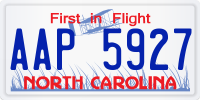 NC license plate AAP5927