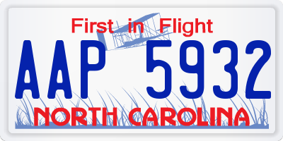 NC license plate AAP5932
