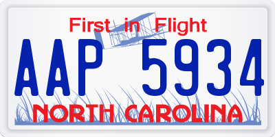 NC license plate AAP5934