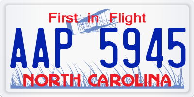 NC license plate AAP5945