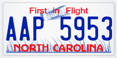 NC license plate AAP5953