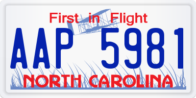 NC license plate AAP5981