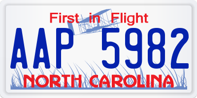 NC license plate AAP5982