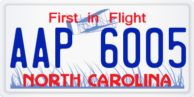 NC license plate AAP6005