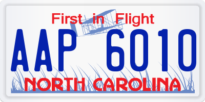 NC license plate AAP6010