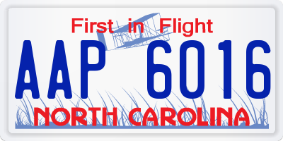 NC license plate AAP6016