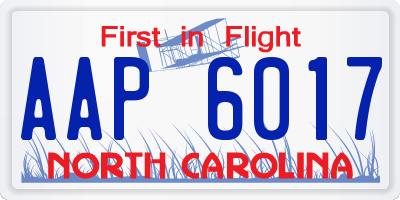 NC license plate AAP6017
