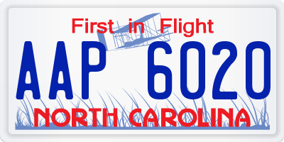 NC license plate AAP6020