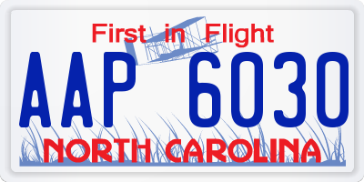 NC license plate AAP6030